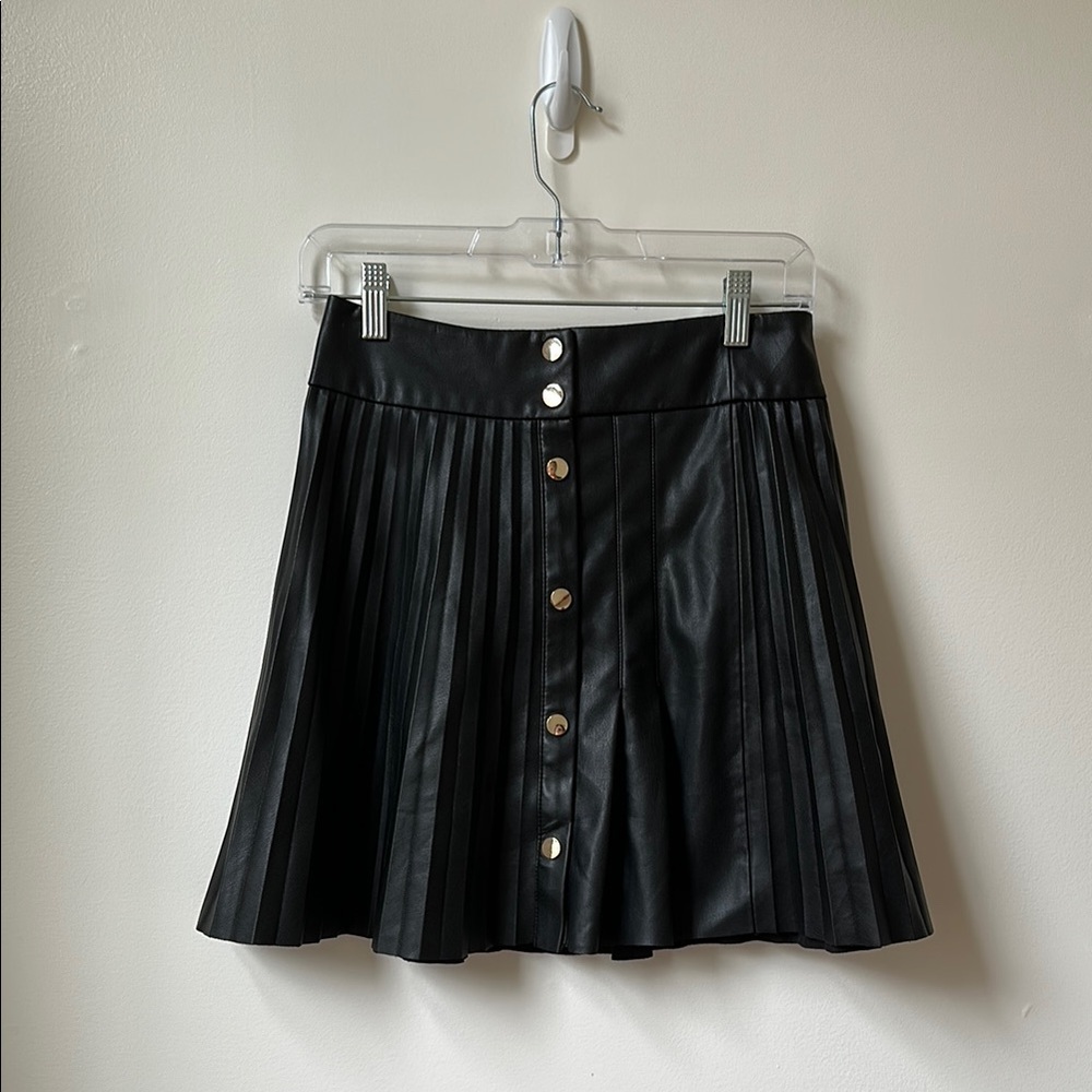 Zara Black Pleated Skirt with Button Detail
